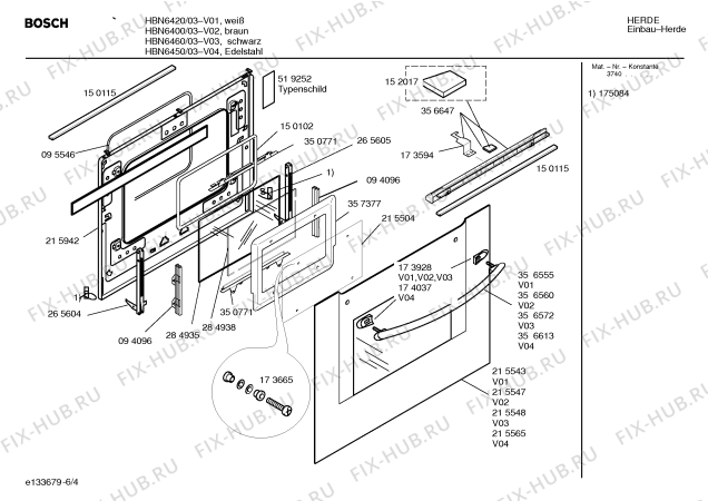 Схема №6 HBN6420 с изображением Инструкция по эксплуатации для электропечи Bosch 00527640