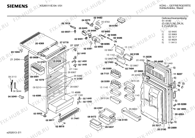 Схема №2 KS26V01 с изображением Панель для холодильника Siemens 00271237