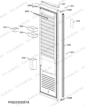 Взрыв-схема холодильника Husqvarna QT1000W - Схема узла Door