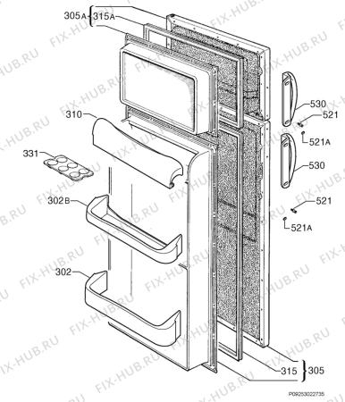 Взрыв-схема холодильника Rex Electrolux RD23S - Схема узла Door 003