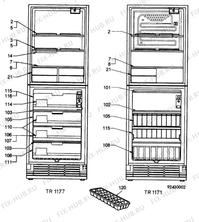 Взрыв-схема холодильника Electrolux TR1177 - Схема узла C10 Interior