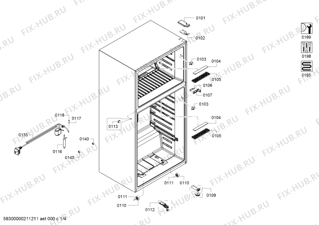 Схема №4 KD75NVI30N с изображением Ручка двери для холодильника Siemens 11027899
