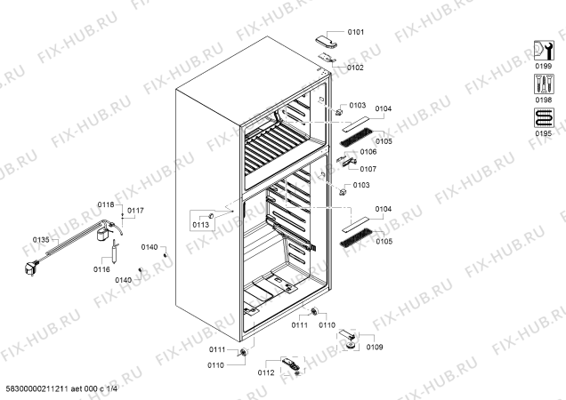 Схема №4 KD75NVI30N с изображением Ручка двери для холодильника Siemens 11027900