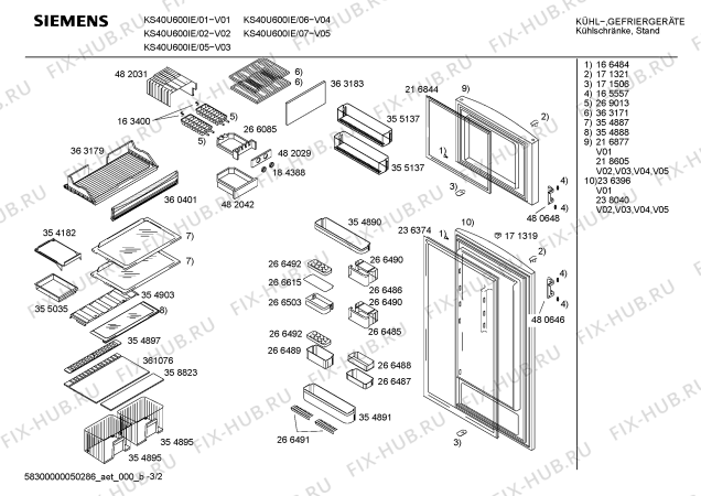 Схема №3 KS40U600IE с изображением Дверь для холодильной камеры Siemens 00216877
