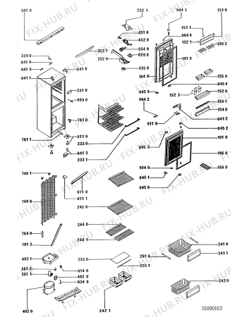 Схема №1 ARG 749 PH с изображением Уплотнитель (прокладка) для холодильной камеры Whirlpool 481946669454
