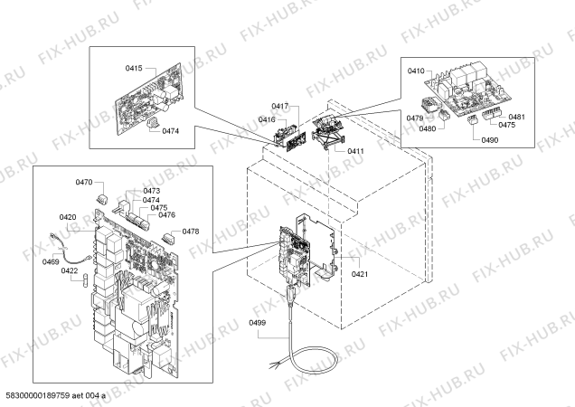 Взрыв-схема плиты (духовки) Siemens CN878G4B6B - Схема узла 04