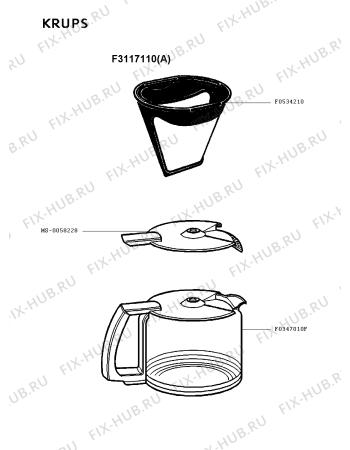 Схема №2 F3137645(0) с изображением Элемент корпуса для кофеварки (кофемашины) Krups MS-0063345