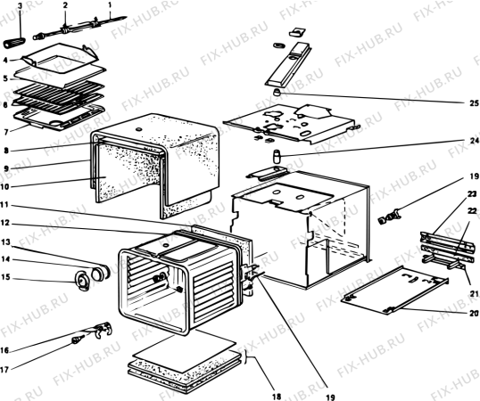 Взрыв-схема плиты (духовки) SCHOLTES F4800BRFR (F009170) - Схема узла