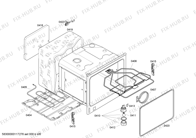 Схема №6 E1422W0 MEGA1422W с изображением Панель управления для плиты (духовки) Bosch 00438193