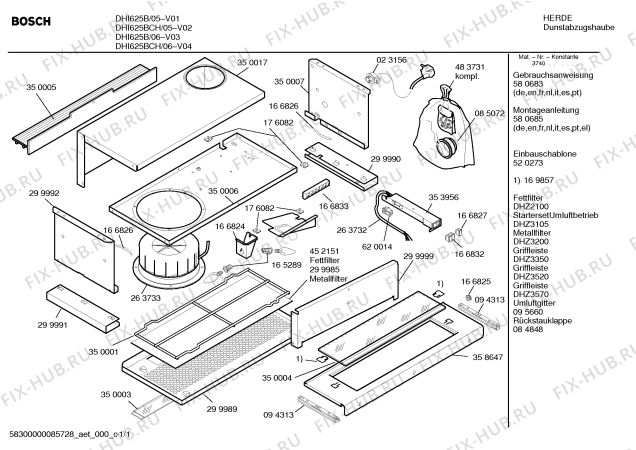 Схема №1 DHI625BCH с изображением Инструкция по эксплуатации для вентиляции Bosch 00580683