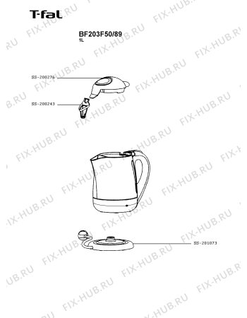 Схема №1 BF203F50/87 с изображением Часть корпуса для чайника (термопота) Seb SS-201073