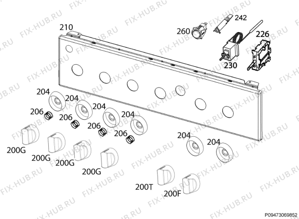 Взрыв-схема плиты (духовки) Zanussi ZCK540G1WA - Схема узла Command panel 037