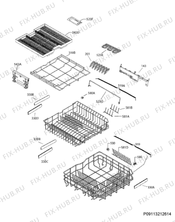Взрыв-схема посудомоечной машины Electrolux ESF8591ROW - Схема узла Basket 160