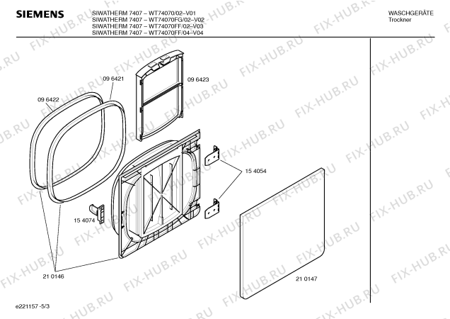 Схема №5 WT74070FF SIWATHERM 7407 с изображением Инструкция по установке/монтажу для сушильной машины Siemens 00523133