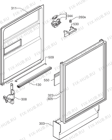 Взрыв-схема посудомоечной машины Zanussi DE930 - Схема узла Door 003