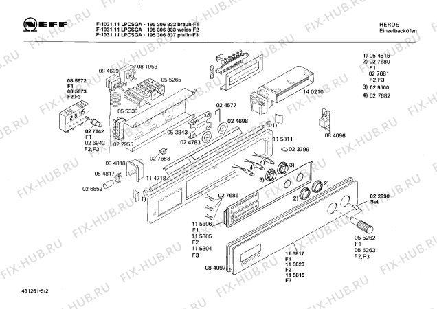Взрыв-схема плиты (духовки) Neff 195306832 F-1031.11LPCSGA - Схема узла 02