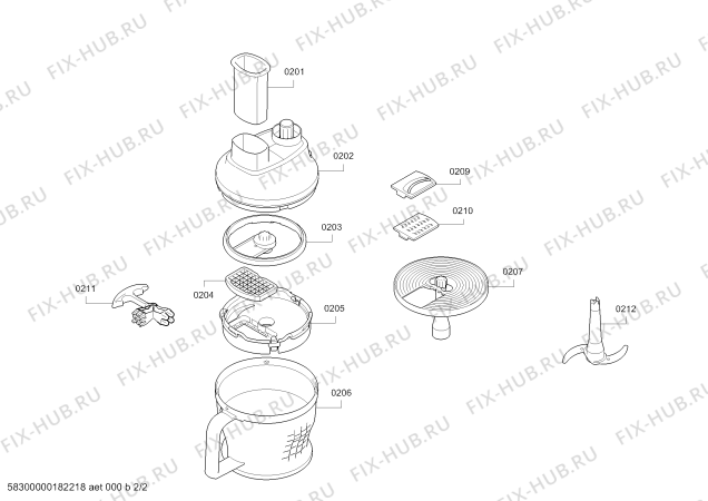 Взрыв-схема блендера (миксера) Bosch MSM671X0 ErgoMixx - Схема узла 02