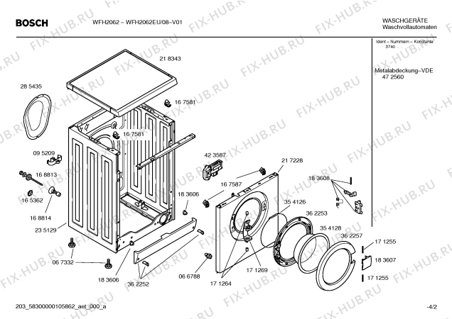 Схема №4 WFH2062EU WFH2062 с изображением Панель управления для стиралки Bosch 00441124