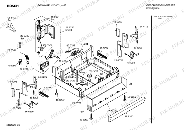 Взрыв-схема посудомоечной машины Bosch SGS4802EU - Схема узла 05