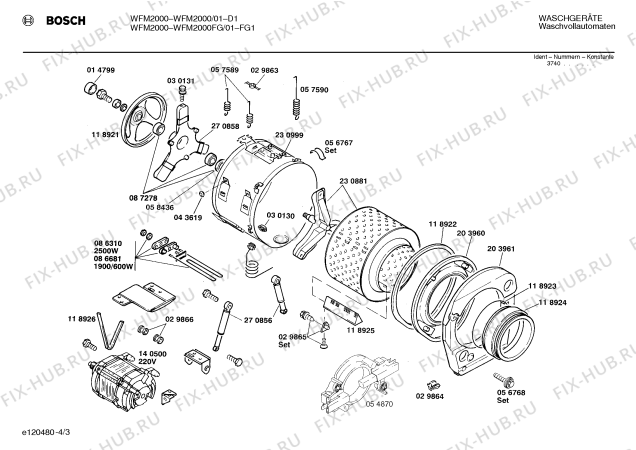 Взрыв-схема стиральной машины Bosch WFM2000FG WFM2000 - Схема узла 03