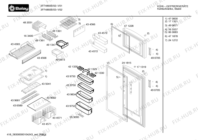 Схема №3 3FF4860B с изображением Рамка для холодильной камеры Bosch 00143608