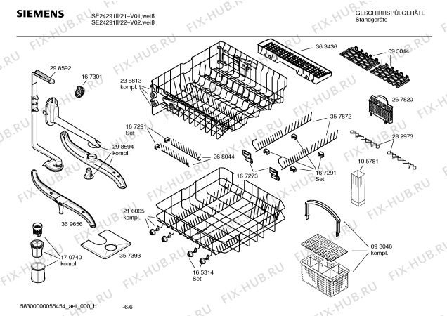 Схема №6 SE24291II PlusSense с изображением Краткая инструкция для посудомойки Siemens 00583764