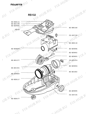 Схема №2 RS134 с изображением Щетка (насадка) для электропылесоса Rowenta RS-RS9900