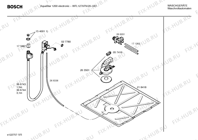 Схема №5 WFL127AFN AquaStar 1200 electronic с изображением Инструкция по установке и эксплуатации для стиральной машины Bosch 00591358