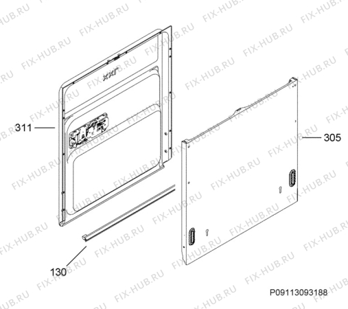 Взрыв-схема посудомоечной машины Aeg GS55BI220 - Схема узла Door 003