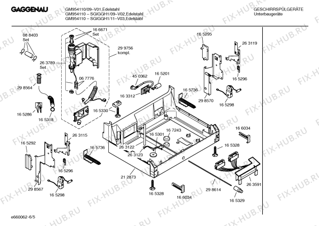 Схема №6 SGIGGH1 GM954110 с изображением Инструкция по эксплуатации Gaggenau для электропосудомоечной машины Bosch 00521581