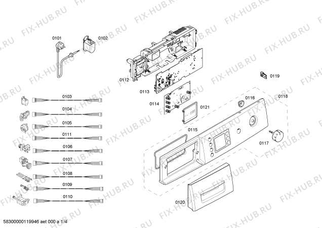 Схема №4 WAE16428IT с изображением Панель управления для стиралки Bosch 00662096