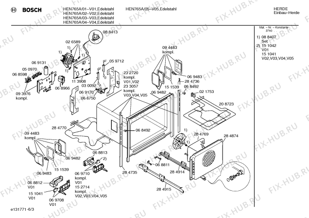 Схема №6 HEN765A с изображением Панель для электропечи Bosch 00285677