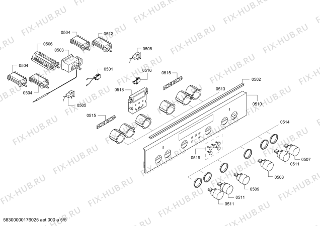 Схема №5 HD621210G с изображением Ручка управления духовкой для электропечи Siemens 00611491