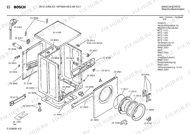 Схема №4 WFM2010EE 2010 JUBILEE с изображением Панель управления для стиральной машины Bosch 00282754