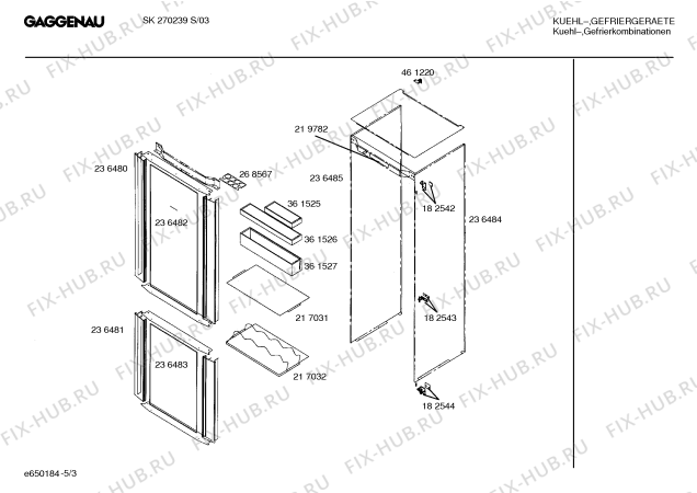 Схема №5 SK270239S с изображением Инструкция по эксплуатации Gaggenau для холодильника Bosch 00583735