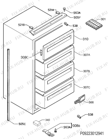 Взрыв-схема холодильника Zanussi ZBF11420SA - Схема узла Housing 001