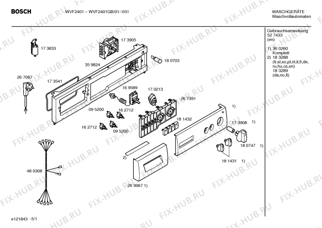 Схема №5 WVF2401GB Bosch WVF 2401 с изображением Панель управления для стиралки Bosch 00360260