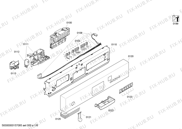 Схема №6 S49T45B1EU с изображением Передняя панель для посудомойки Bosch 00665157