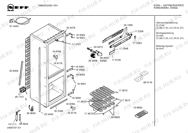 Схема №3 K8625X2 KG515 с изображением Инструкция по эксплуатации для холодильника Bosch 00527746