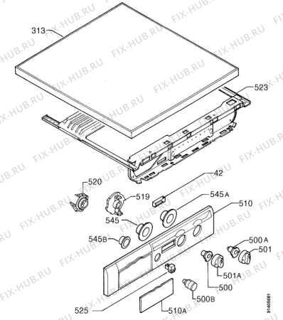 Взрыв-схема стиральной машины Zanussi FLS852V - Схема узла Command panel 037