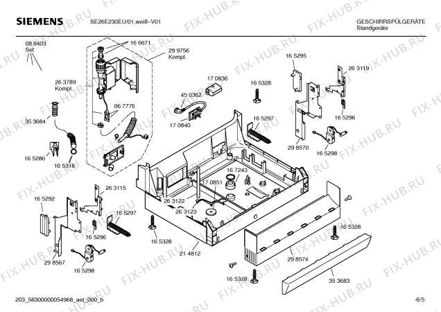 Взрыв-схема посудомоечной машины Siemens SE26E230EU - Схема узла 05