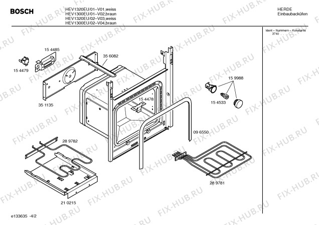 Схема №4 HEV1300EU с изображением Ручка управления духовкой для плиты (духовки) Bosch 00181493