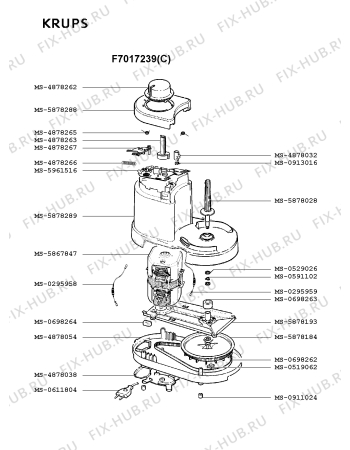 Взрыв-схема кухонного комбайна Krups F7017239(C) - Схема узла BP000767.9P2