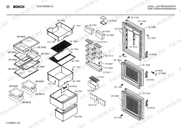 Взрыв-схема холодильника Bosch KGF3393NL - Схема узла 02