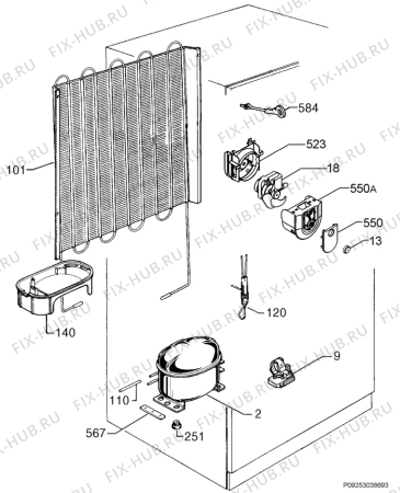 Взрыв-схема холодильника Rex Electrolux RRD43396A - Схема узла Cooling system 017