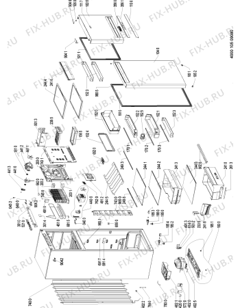 Схема №1 WTV45972 NFC IX с изображением Корпусная деталь для холодильника Whirlpool 481010493123
