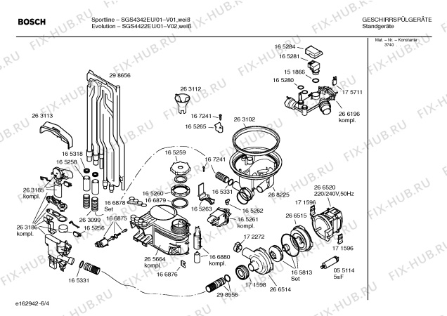 Взрыв-схема посудомоечной машины Bosch SGS4422EU Evolution - Схема узла 04