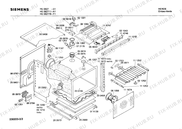 Взрыв-схема плиты (духовки) Siemens HE082711 - Схема узла 02
