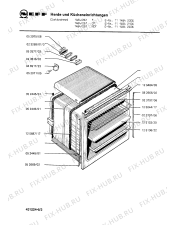 Взрыв-схема плиты (духовки) Neff 1114842006 1484/261F - Схема узла 03
