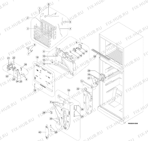 Взрыв-схема холодильника Zoppas PD54XX - Схема узла Section 2